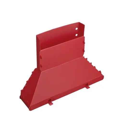 Rotes Produkt mit rechteckiger Form und seitlichen Halterungen, das möglicherweise für die Installation oder Befestigung dient. Hersteller ist Hansgrohe.
